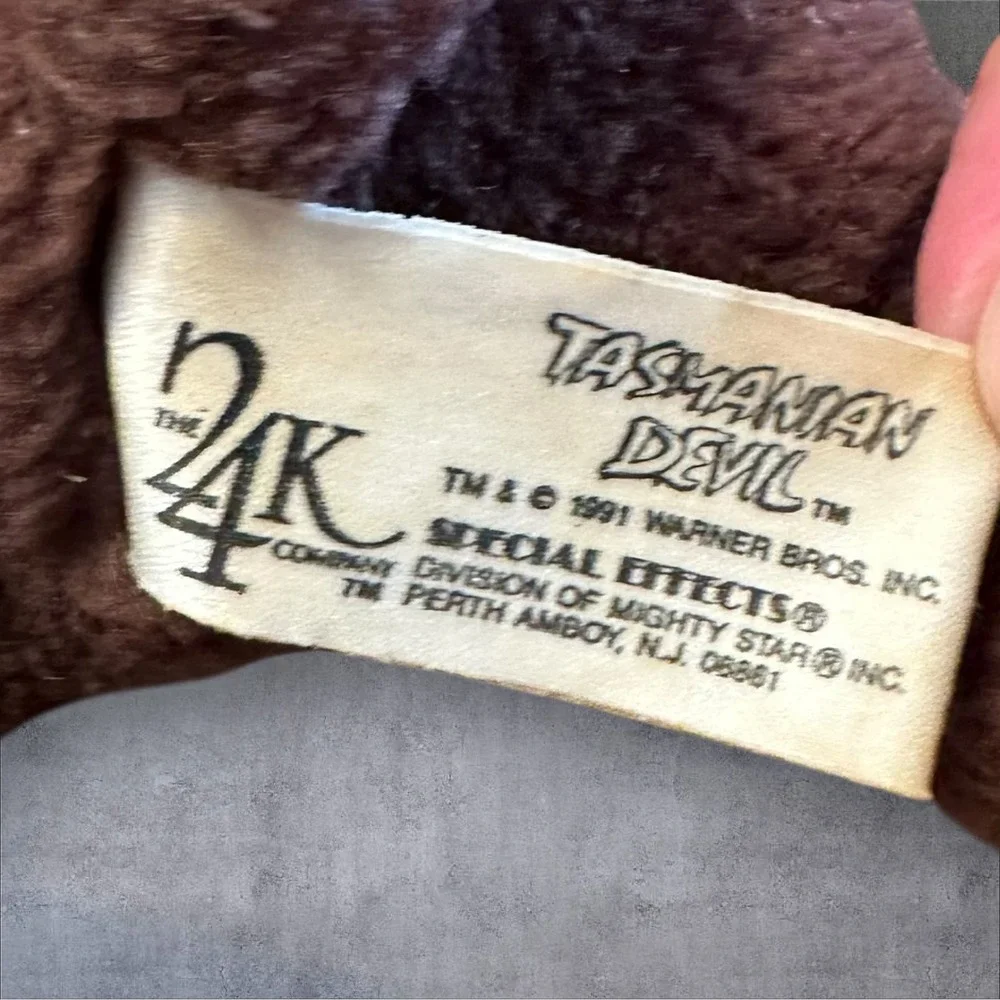 LOONEY TUNES Tasmanian Devil Plush Taz 4K Company Mighty Star 1991 Korea 10‎ in